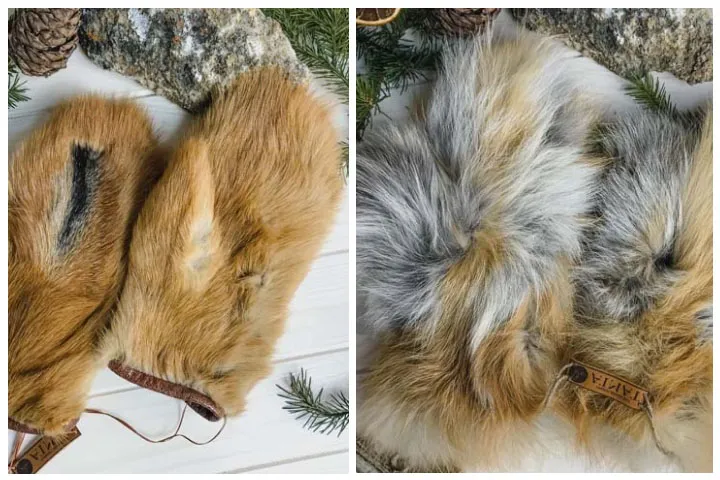 Варежки из меха лисы