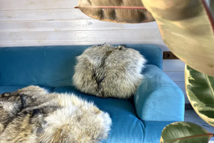 Подушка из меха волка